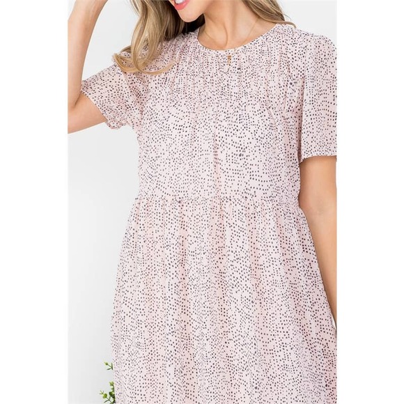 Blush Pink Printed Babydoll Dress - Picture 2 of 7